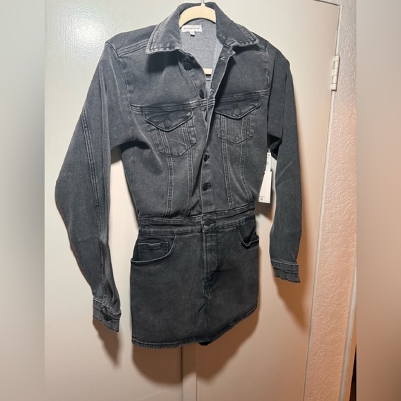 Good American Long Sleeve Gray Denim Romper custom size 0 in GA sizing - Picture 4 of 6